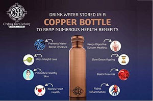 DSH Pure Copper Printed Water Bottle, Travelling Purpose, Yoga Ayurveda Healing, 1000 ML (Design 10) - Home Decor Lo
