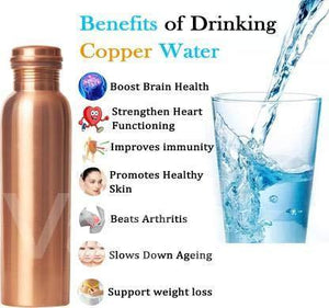Copper Bottle Drinkig Water Bottle 100% Pure Copper - Home Decor Lo