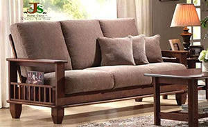 Strata Furniture Solid Rosewood and Sheesham Wood Sofa Set (Walnut Brown) - Home Decor Lo