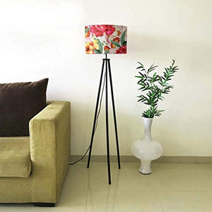 Nutcase NC-SP-TRIPODLMP-0031-NEW 40-Watt Tripod Floor Lamp with Fabric Shade (Floral Colors, Round) - Home Decor Lo