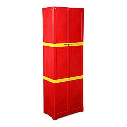 Cello Novelty Large Storage Cupboard with 4 Shelves(Red and Yellow) - Home Decor Lo