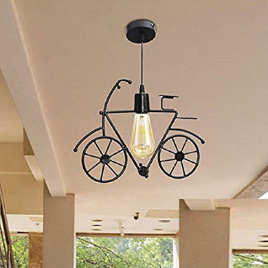BrightLyts Decorative Classic Cycle Hanging Ceiling Pendant Light for Home, Restaurant, Living Room Bedroom Light (Black) - Home Decor Lo