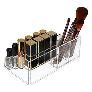 INOVERA (LABEL) 16 Compartment Cosmetic Makeup Jewellery Lipstick Storage Organizer Holder Box, 21.2L x 12.5W x 7.8H, Transparent - Home Decor Lo
