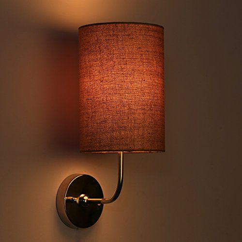 Craftter Matka Silk Hand Loom Fabric Brown Colour Round Wall Lamp Wall Sconce and Wall Spotlight… Fancy Wall Lights and Lamps for Home Decoration Indoor and Outdoor - Home Decor Lo