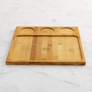 Home Centre Rhodes Edulis Bamboo Chip and Dip Tray with Bowls- Set of 4 - Home Decor Lo