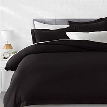Load image into Gallery viewer, AmazonBasics Microfiber 3-Piece Quilt/Duvet/Comforter Cover Set - King, Black - with 2 pillow covers - Home Decor Lo