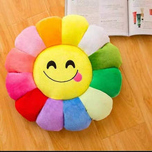 Load image into Gallery viewer, Harshika Home Furnishing Soft Velvet Sunflower Fiber Filled Smiley Cushions,Use in Kids Playing,Room Decorate,Back &amp; Seat Cushions,Set of 2 Pecs,Multicolour - Home Decor Lo