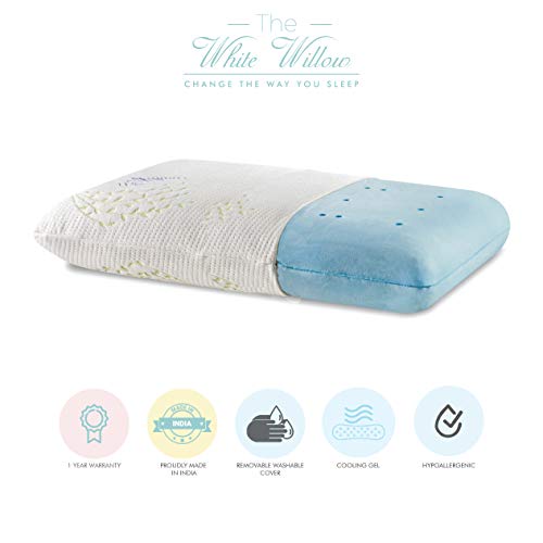 The White Willow Memory Foam Cooling Gel Orthopedic Bed Pillow For Sleeping & Neck Pain Relief Suitable For Back Sleeper, Side Sleeper & Stomach Sleeper With Pillow Cover (22