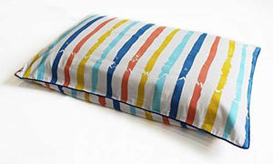 Silverlinen 100% Cotton Bold Stripes Single Pillow Cover with Piping for Kids Room for Boys and Girls (Pillow NOT Included) - Multicolour (Size: 18x27 Inches) - Home Decor Lo