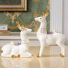 Load image into Gallery viewer, UNIVERSE LIGHTS Ceramic Deer Figurine Fawn Statue Sculpture, Large, White, Set of 2