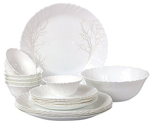 Cello Imperial Winter Frost Opalware Dinner Set, 19 Pieces, White - Home Decor Lo