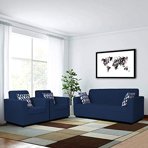 Adorn India Rio Highback 3-1-1 5 Seater Sofa Set (Blue) - Home Decor Lo