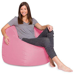 Posh Beanbags Big Comfy Bean Bag Posh Large Beanbag Chairs with Removable Cover for Kids, Teens and Adults Polyester Cloth Puff Sack Lounger Furniture for All Ages, 35in, Solid: Pink - Home Decor Lo