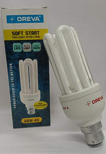 Oreva 26w 4U 1450lm Cool Daylight Base B22 CFL Light (Pack of 5, White) - Home Decor Lo