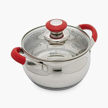 Load image into Gallery viewer, Home Centre Magnus Stainless Steel Sauce Pot with Glass Lid - Red - Home Decor Lo