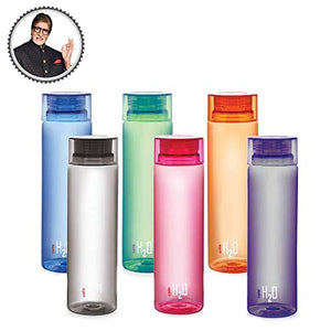 Cello H2O Unbreakable Plastic Bottle Set, 1 Litre, Set of 6, Multicolour - Home Decor Lo