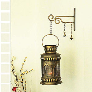 SADHUBELA Iron Jaisalmeri Mehrab Art Burni Diya Lantern (Gold_7 Inch X 7 Inch X 12.2 Inch) - Home Decor Lo