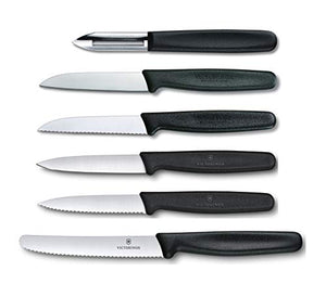 Victorinox 6 Pc Knife Set - Stainless Steel Cutting, Chopping & Peeling Knives, Black, Swiss Made - Home Decor Lo