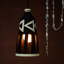 Load image into Gallery viewer, Artysta Bottle Shape Hand-Crafted Hand-Painted Terracotta Decorative Pendant Cum Hanging Lamp in Black Color for Home Decor