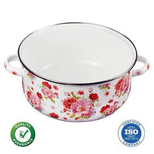 Load image into Gallery viewer, iBELL ND246 Decorative Enamel Casserole, 4 Litre, Gift Item with Sturdy Glass Lid, White - Home Decor Lo