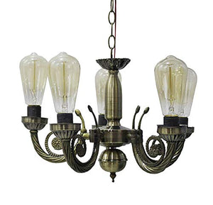 GreyWings 5 Lamp Antique Brass Portuguese Style Chandelier, Ceiling Hanging Light, Pandent Lamp (Antique Bronze) - Home Decor Lo