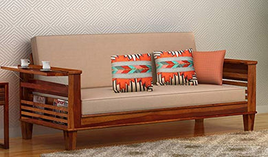 Craftatoz Sheesham Wood 2 Seater Sofa Set Furniture for Living Room | Wenge Finish - Home Decor Lo