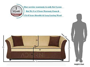 Adorn India Acura 3 Seater Sofa (Brown & Beige) - Home Decor Lo