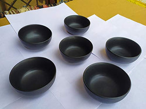 Separate Way Ceramic Soup/Dessert Bowl 200ml matt Black 4 inch Diameter, 1.80 Inch Height, Set of 6 ( Small ) - Home Decor Lo