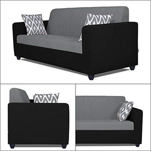 Adorn India Rio Highback 3-1-1 5 Seater Sofa Set (Black & Grey) - Home Decor Lo