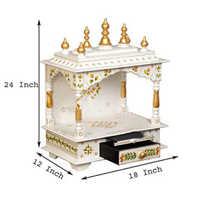 Kamdhenu art and craft Wood Home Temple (18 x 12 x 24 inch, White) - Home Decor Lo