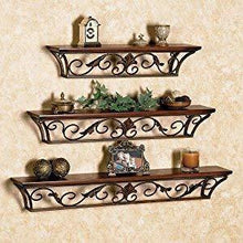 Load image into Gallery viewer, Woodkartindia Wooden Iron Wall Shelf Wall Bracket Floating Wall Sheves Set of 3 for Home Decor, Living Room Decor - Home Decor Lo