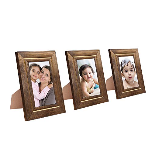 Amazon Brand - Solimo Collage Photo Frames, Set of 3, Tabletop (3 pcs - 5x7 inch), Golden - Home Decor Lo