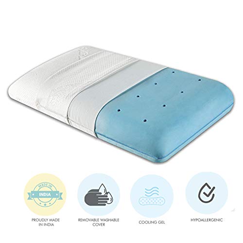 The White Willow Orthopedic Memory Foam Cooling Gel Standard Size Neck & Back Support Sleeping Bed Pillow with Removable Zipper Cover (22