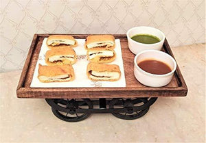 Xllent® New Uniq Snack Platter in Thelaa Shape for Serving Items with Wood and Metal Material (Brown) - Home Decor Lo