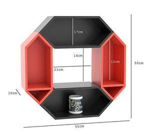 Onlineshoppee Pared Hexagon Floating Wall Shelf with 4 Shelves (Standard, Black: Orange) - Home Decor Lo