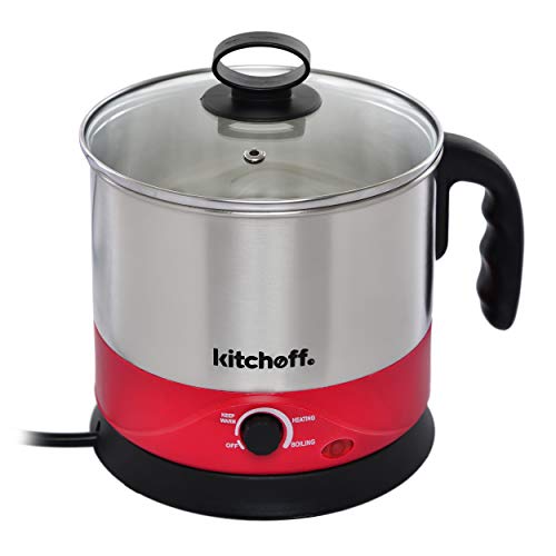 Kitchoff WDF-151 Automatic Stainless Steel Electric Kettle Heavy Body Extra Large Cattle With Handle (1.5 L, Black & Red) - Home Decor Lo