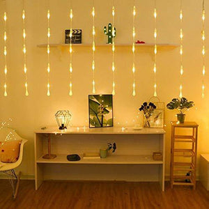 CITRA LED Curtain String Lights 8 Modes Lights for Home,Office, Diwali, Eid & Christmas Decoration (100 led Water Drop, Warm White) - Home Decor Lo