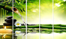 Load image into Gallery viewer, Kyara Arts Split Wall Painting in Multiple Frames || Wooden Framed Art Panels || 7mm Hard MDF Board Painting Ready to Hang-Beautiful Green Bamboo Digital Wall Painting || 5pcs (148cm x 76cm) - Home Decor Lo