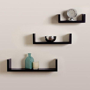 saqib ali wooden handicrafts S.A. Wooden Wall Rack Shelves Black Set of 3 Shelves (4 x 16 x 4, 4 x 12 x 4, 4 x 8 x 4 inches) MDF -Medium Density Fiber Home Decoration Wall Decor - Home Decor Lo