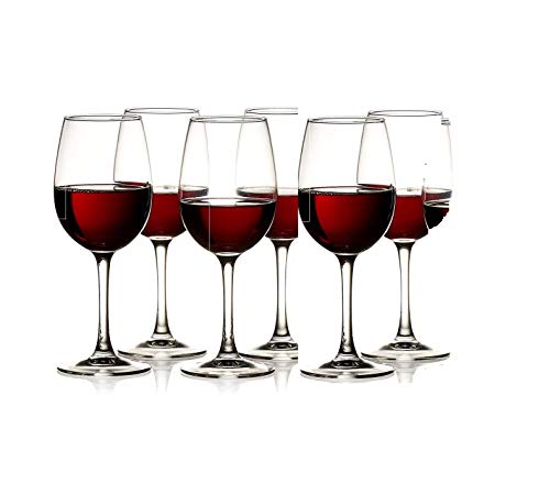 Rexez Red Wine Glasses | Whisky Glass, Clear, 350 ml Goblet Wine Glass - Ideal for White or Red Wine Glass, Set of (6) - Home Decor Lo