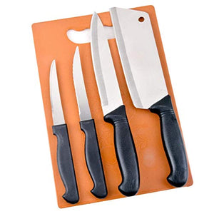 Generic Stainless Steel Knife Set for Kitchen with Chopping Board-Cleaver-Chopper-Chopping-Meat-Butcher-Knife for Kitchen- Knife Sharpener for Kitchen Best - Home Decor Lo
