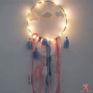 Party Propz Cloud Lights Dream Catchers Handmade Feather Crafts Dreamcatchers with Light Lace for Home,Rooms, Bedroom Wall Hanging Decoration, Craft Hangings Decor,Decorative Items Gift Girls - Home Decor Lo