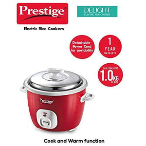 Prestige Delight Electric Rice Cooker Cute 1.8-2 (700 watts) with 2 Aluminium Cooking Pans - Home Decor Lo