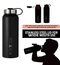 Load image into Gallery viewer, Iron Flask Sports Water Bottle - 40 Oz, 3 Lids (Straw Lid), Vacuum Insulated Stainless Steel, Hot &amp; Cold, Wide Mouth, Double Walled, Hydro Metal Canteen, Mid Black - Home Decor Lo