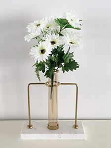 Fourwalls Beautiful Decorative Artificial Garabara Flower Bunches for Home decor (48 cm Tall, 10 Heads, White) - Home Decor Lo