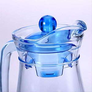 Incrizma Glass jug Pitcher with Lid 1.3 LTR - Blue Color (Blue, 1.3) - Home Decor Lo