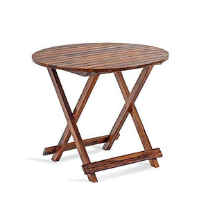 Driftingwood Sheesham Wood Round Dining Table Set and Folding Chairs