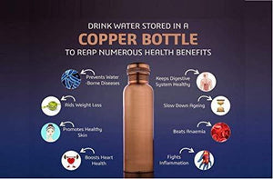 UDDHAV GOLD Pure Copper Bottle for Water 1 Liter Dirt Proof Leak Proof and Joint Less Ayurveda and Yoga Health Benefits Water Bottle (Mat Finish) - Home Decor Lo