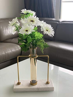 Fourwalls Beautiful Decorative Artificial Garabara Flower Bunches for Home decor (48 cm Tall, 10 Heads, White) - Home Decor Lo