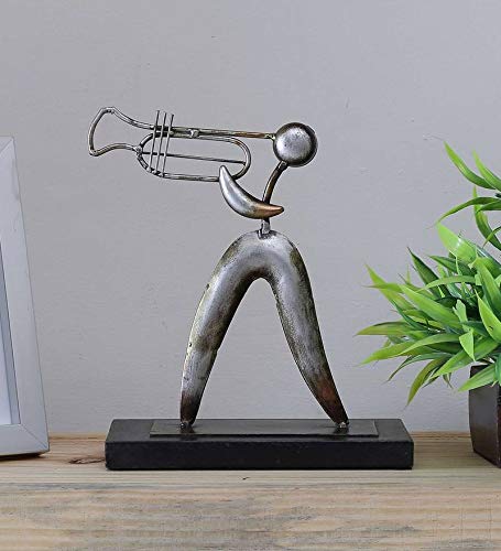Vedas Exports Grey Iron Trumpet Abstract Table Decor Figurine Showpiece Home Decor - Home Decor Lo
